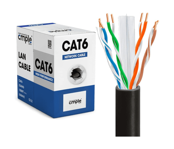 SKU-000009c00661 - Cmple - Cat6 Cable Lan Ethernet Cat 6 Wire Network UTP 23AWG CMR Riser 10Gbps 550 MHz Pull Box - Wht-Grn-Yel-Blk-Blu - Amazon Link - Cmple ASIN_815239016483