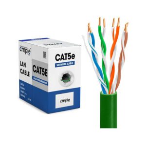 SKU-000065c00660 - Cmple - Cat5e Ethernet Cable Gigabit Network Cat 5e Bulk Unshielded Twisted Pair (UTP), Solid 24AWG CMR 350 MHz - Wht-Grn-Yel-Blk-Blu - Amazon Link - Cmple ASIN_815239014496 