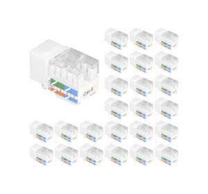 SKU-000096g00711 - Vce Cat6 RJ45 Keystone Jack Insert UL Listed 25-Pack, 90 Degree Punch Down Keystone Jack Adapter Slim Profile - Amazon Link ASIN_B07L8C3F6C