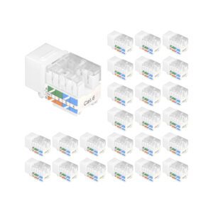 SKU-000096g00711 - Vce Cat6 RJ45 Keystone Jack Insert UL Listed 25-Pack, 90 Degree Punch Down Keystone Jack Adapter Slim Profile - Amazon Link ASIN_B07L8C3F6C