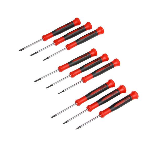 SKU-000699m00651 - EFFICERE 9-Piece Precision Screwdriver Set | Phillips #0, 00, 000 | Flat 1.5mm, 2.0mm, 2.5mm | Torx T5, T6, T7 | Durable Chrome Vanadium Steel Shaft, Magnetic Tip, Ergonomic Grip, and Swivel End Cap - Amazon Link Efficere ASIN_858574007068