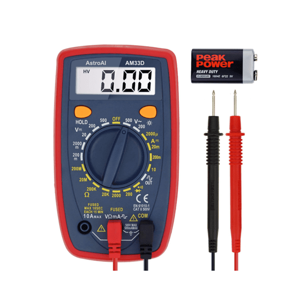 SKU-000999x00653 - AstroAI Multimeter Tester 2000 Counts Digital Multimeter with DC AC Voltmeter and Ohm Volt Amp Meter ; Measures Voltage, Current, Resistance; Tests Live Wire, Continuity - Amazon Link AstroAI ASIN_B01ISAMUA6