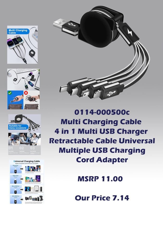 0114-000500c Multi Charging Cable 4 in 1 Multi USB Charger Cable Retractable Universal Multi0ple USB Charging Cord Adapter img1_MSRP 11.00 Our Price 7.14 copy
