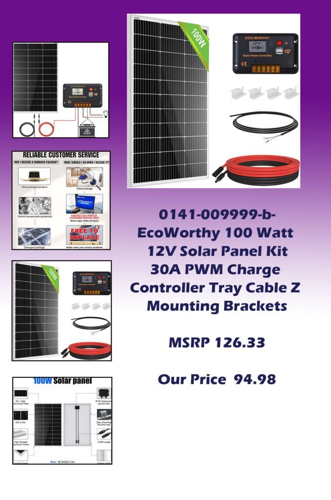0141-009999-b-EcoWorthy 100 Watt 12V Solar Panel Kit  100W Solar Panel 30A PWM Charge Controller Tray Cable Z Mounting Brackets copy